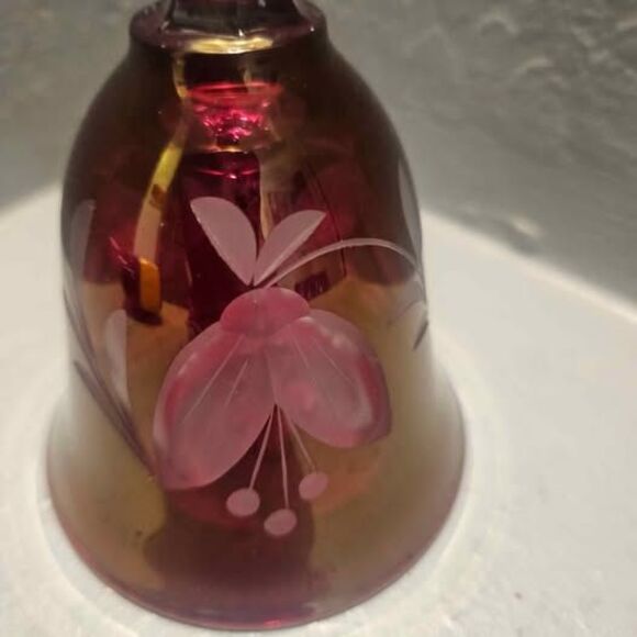 Cranberry Glass Bell Collectible Bell 6" - Picture 2 of 6